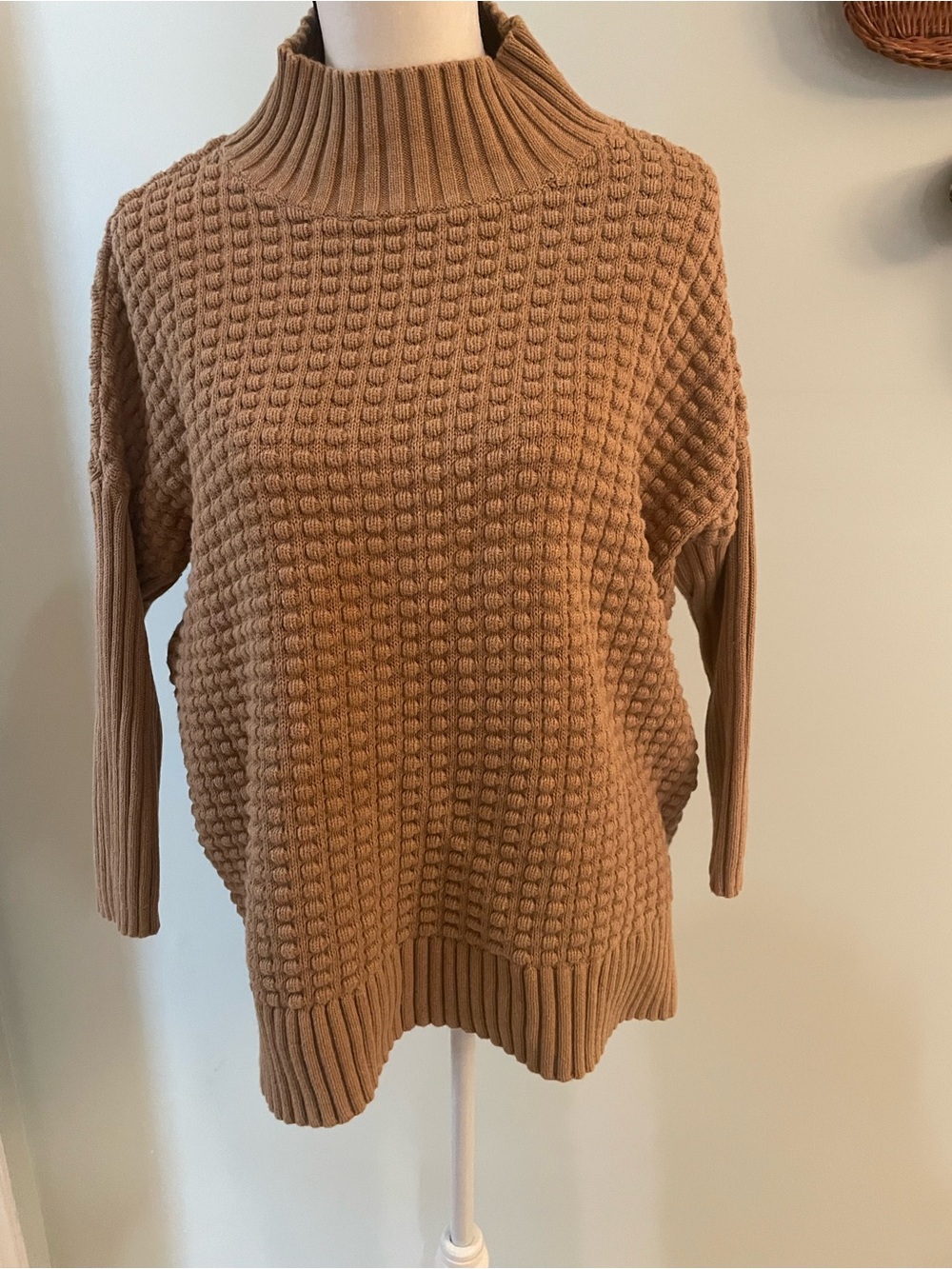 French Connection Camel Textured Funnel Neck Sweater